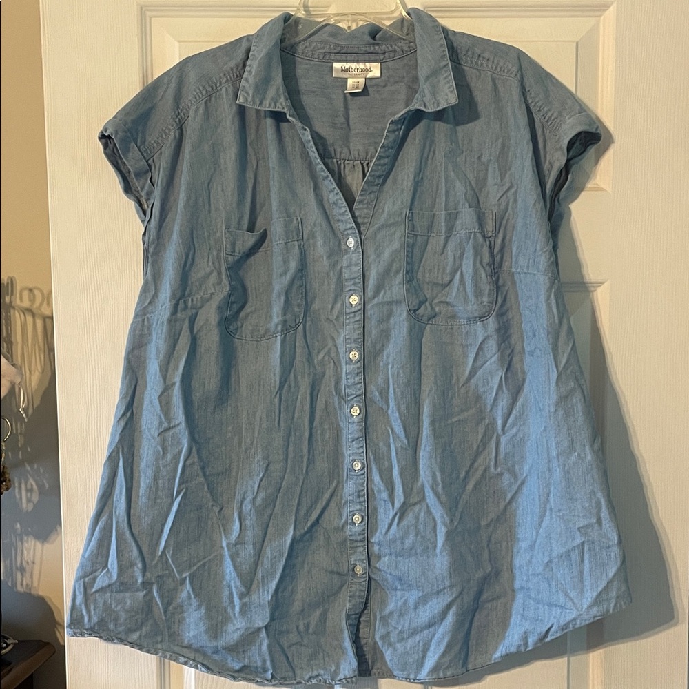 Light Wash Chambray Button-Up Tunic